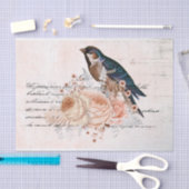 Blush roze rozen en vogel ephemera tissuepapier (Craft)