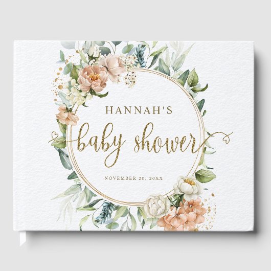 Blush roze rozen & Eucalyptus Baby shower Gastenboek (Voorkant)