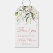 Blush roze rozen Eucalyptus Baby shower Hartelijk  Cadeaulabel (Voorkant)