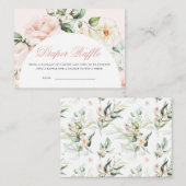 Blush roze rozen Eucalyptus diaper Raffle Informatiekaartje (Voorkant / Achterkant)