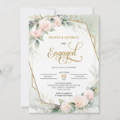 Blush roze rozen eucalyptusgoud lijst verloving kaart (Voorkant)