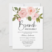 Blush roze rozen Floral Bridal Brunch Invitation Kaart (Voorkant)