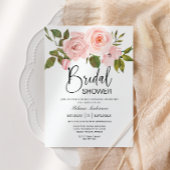 Blush roze rozen Floral Bridal Shower Uitnodiging