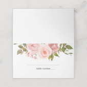 Blush roze rozen Floral bruiloft Plaatskaartje (Buitenkant ongevouwen)