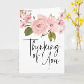 Blush roze rozen Floral denking van je Kaart (Gele Bloem)