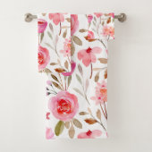 Blush roze rozen Floral Girly Pattern Bad Handdoek (Insitu)