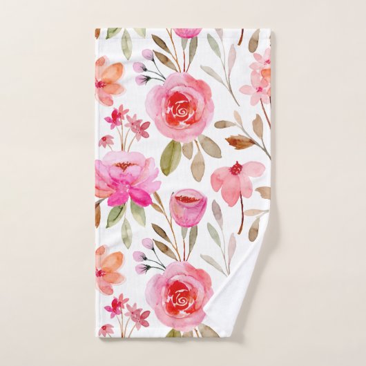 Blush roze rozen Floral Girly Pattern Bad Handdoek (Handdoek)