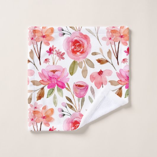 Blush roze rozen Floral Girly Pattern Bad Handdoek (Wasdoekje)
