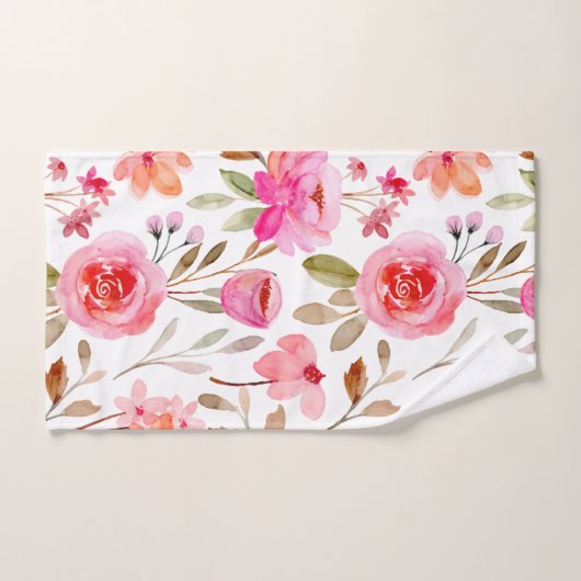 Blush roze rozen Floral Girly Pattern Bad Handdoek (Handdoek)
