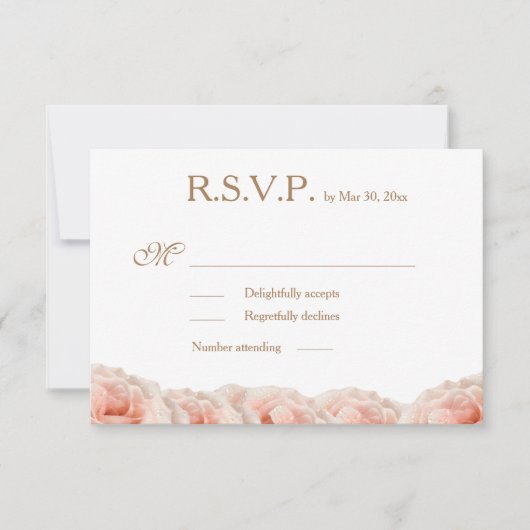 Blush roze rozen Floral Gold White Weddenschap RSV Kaart (Voorkant)