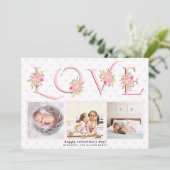 Blush roze rozen floral LOVE foto Valentijnsdag Feestdagenkaart (Staand voorkant)