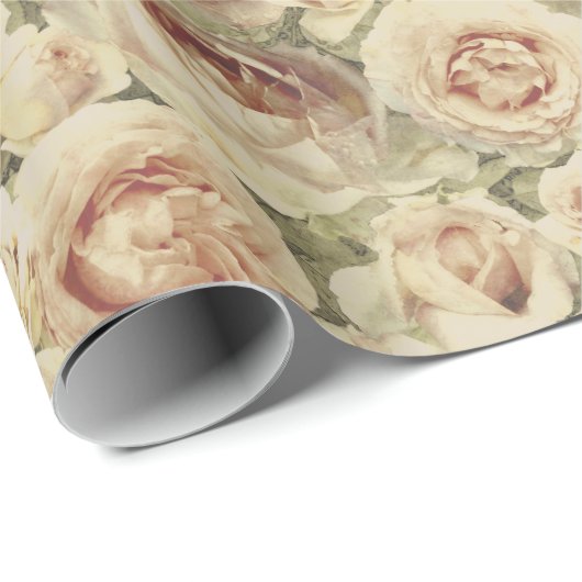 Blush Roze  Rozen Floral Pattern Cadeaupapier (Rol Hoek)