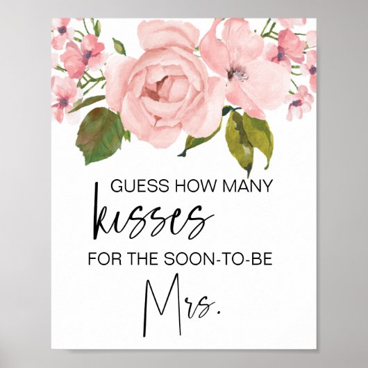 Blush roze rozen Floral raden hoeveel Kisses Game Poster (Voorkant)