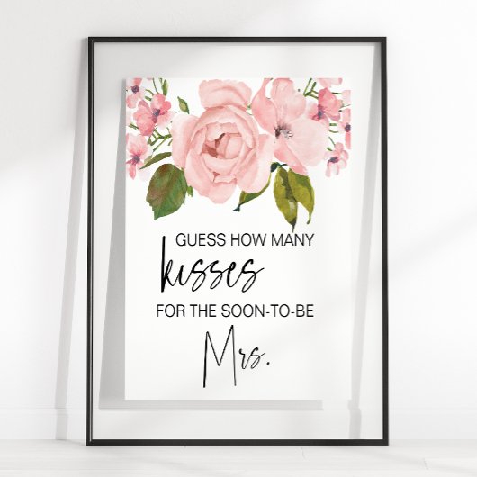 Blush roze rozen Floral raden hoeveel Kisses Game Poster