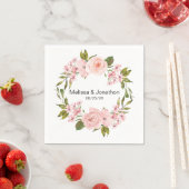 Blush roze rozen Floral Romantic Wedding Napkins Servet (Insitu)