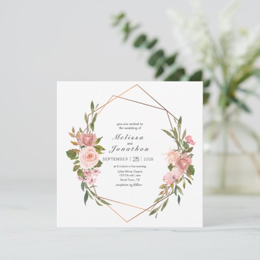 Blush roze rozen Floral Weddenschap (Staand voorkant)