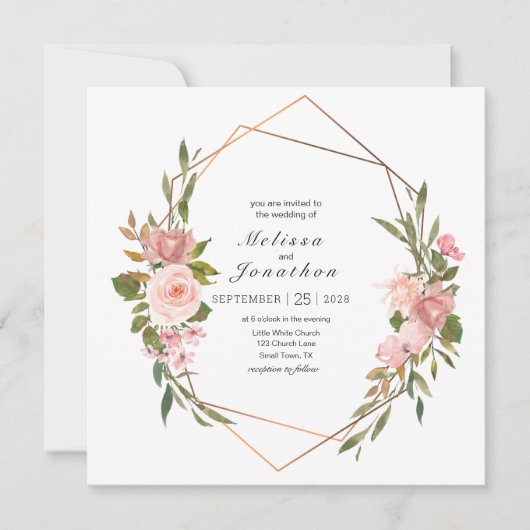 Blush roze rozen Floral Weddenschap (Voorkant)