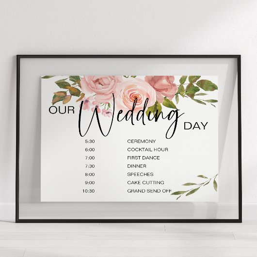Blush roze rozen Floral Weddenschap Poster