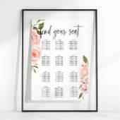 Blush roze rozen Floral Wedding Seating Chart Poster