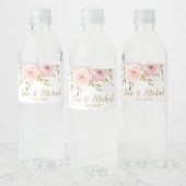 Blush roze rozen Floral Wedding Waterfles Etiket (Flessen)