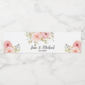 Blush roze rozen  Floral Wedding Waterfles Etiket (Enkel label)