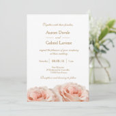 Blush roze Rozen Floral White Wedding Kaart (Staand voorkant)