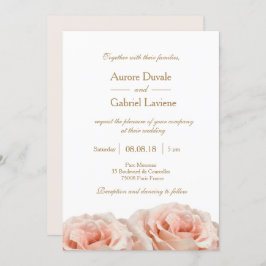 Blush roze Rozen Floral White Wedding Kaart