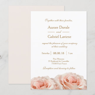 Blush roze Rozen Floral White Wedding Kaart