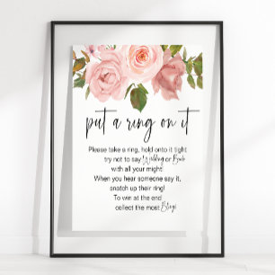 Blush roze rozen Floral zet een ring op het spel Poster