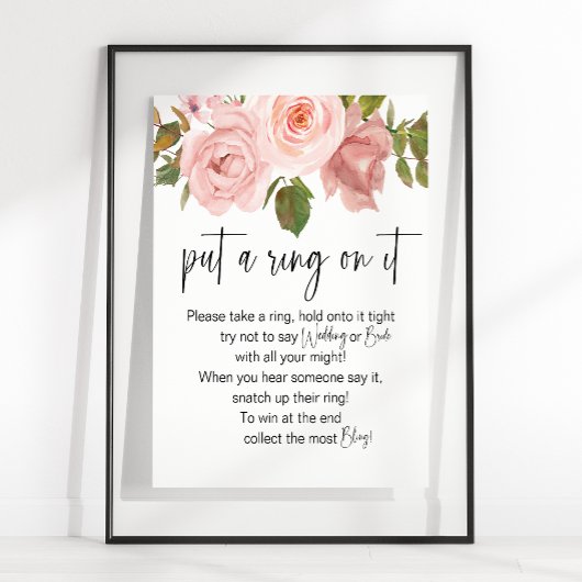 Blush roze rozen Floral zet een ring op het spel Poster