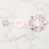 Blush Roze Rozen Foto en Naam Bruiloft Confetti (Voorkanten)