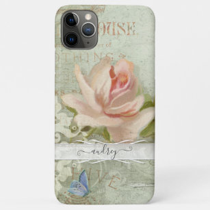  Blush roze rozen gekleurde vlinder met naam Case-Mate iPhone Case