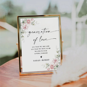 Blush Roze Rozen Generatie van Liefde Teken Reclamebord Met Voetstuk
