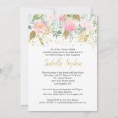 Blush roze rozen goud glitter groen Quinceanera Kaart (Voorkant)