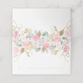 Blush roze rozen goud groene bladeren gevouwen pla plaatskaartje (Buitenkant ongevouwen)