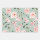Blush roze rozen gouden bladeren groen inpakpapier vel (Voorkant)