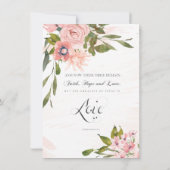 Blush roze rozen Greenery Christelijke bruiloft Kaart (Achterkant)