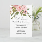 Blush roze rozen Greenery Floral Christelijk bruil Kaart (Staand voorkant)