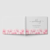 Blush Roze Rozen Grijs Elegant Bloemen Bruiloft Gastenboek (Volledig)