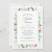 Blush Roze Rozen Groen Boho Vrijgezellenfeest Kaart (Voorkant)