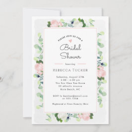 Blush Roze Rozen Groen Boho Vrijgezellenfeest Kaart