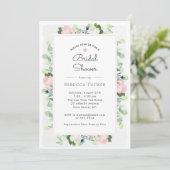 Blush Roze Rozen Groen Boho Vrijgezellenfeest Kaart (Staand voorkant)