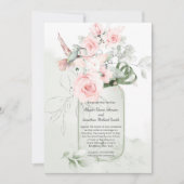 Blush roze Rozen Hummer Mason Jar Kaart (Voorkant)