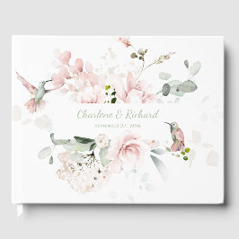 Blush roze rozen, Hummingvogels, Greenery Floral Gastenboek