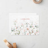 Blush roze rozen, Hummingvogels, Sage Greenery Notitiekaartje (Voorkant / Achterkant in situ)