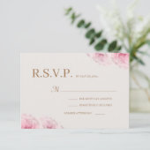 Blush roze rozen Ivory Gold Floral Weddenschap RSV Kaart (Staand voorkant)