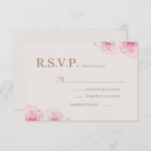 Blush roze rozen Ivory Gold Floral Weddenschap RSV Kaart (Voorkant / Achterkant)