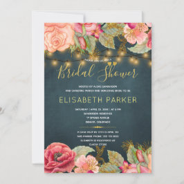 Blush roze rozen lichten marine goud vrijgezellenf kaart