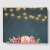 Blush roze rozen marine blauw string lichten bruil gastenboek (Achterkant)