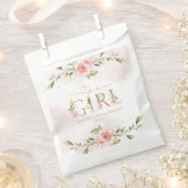 Blush roze rozen meisje eucalyptus baby shower bedankzakje (Geknipt)
